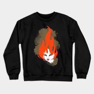 Sensuality like a flame - white face of a woman with flaming hair Crewneck Sweatshirt